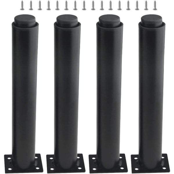 (25-42cm, svart) Set med 4 kraftiga justerbara möbelben i metall