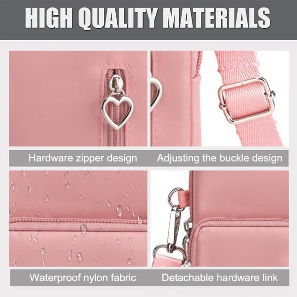 2 kpl Puhelinlaukku Käsilaukku Lompakko Crossbody Laukku Kevyt Taskut Pinkki