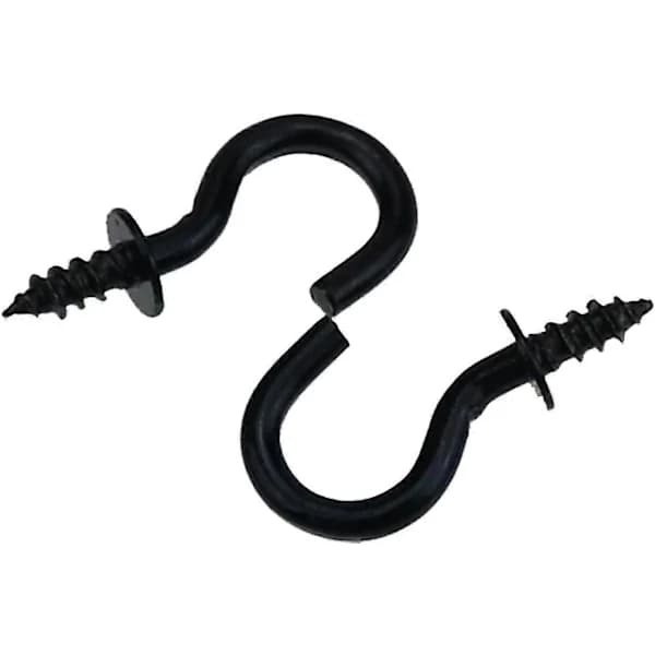 Black 200 Pcs 20.6x12.2 mm Mini Ceiling Screw Hooks, Screw in Hooks for Hanging Plants, Cups, Decorations