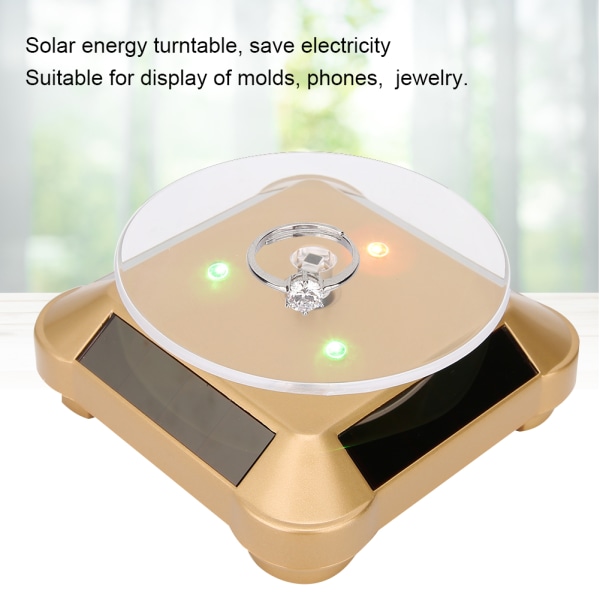 Soldriven LED elektrisk roterande skivspelare displayställ för smycken PhoneGold med ljus
