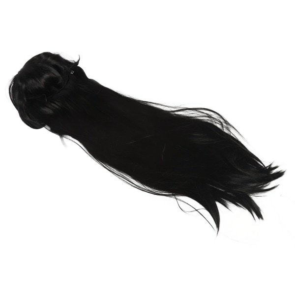 Kvinnor Långt hår Peruk Svart Färg Hårlugg Andas Net Tecknad karaktär Cosplay Raka Peruker 1 Meter