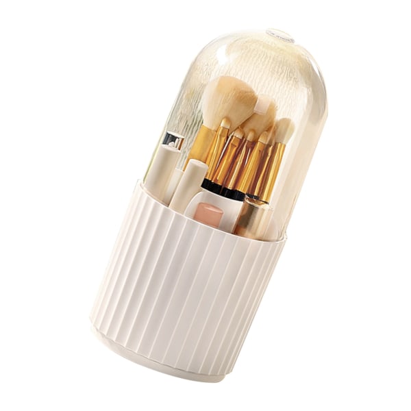 Sminkborsthållare Dammskydd 360 grader Vridbar Stor kapacitet 5 fack Sminkförvaringslåda för hemränder Typ