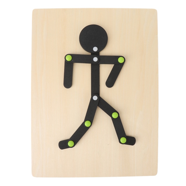 Træ Stickman-legetøj Lemmer med fri bevægelse Pædagogisk Stickman-puslespil med 24 kort