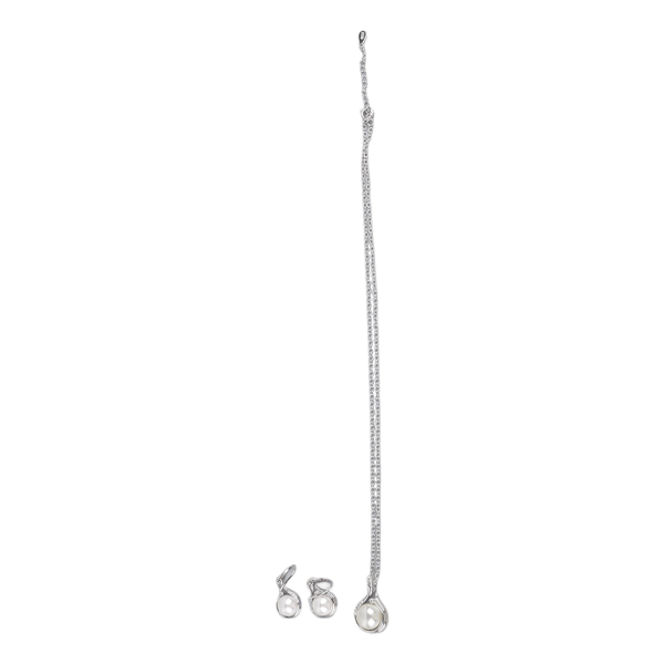 Kvinna konstgjorda pärlor smycken set med case Faux Pearl hänge halsband droppörhängen mode smycken