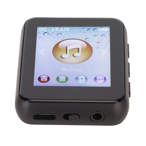 MP3 Bluetooth-spiller HiFi Lossless 1,8 tommers berøringsskjermstøtte Opptak 8G MP3-spiller med høyttaler Elektronisk bok svart