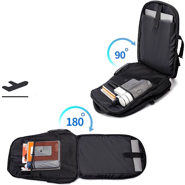 Stor ryggsäck för män, 50 L, arbetsryggsäck, laptopryggsäck, herrryggsäck för 17,3 tums dator, skolryggsäck med USB-laddningsport