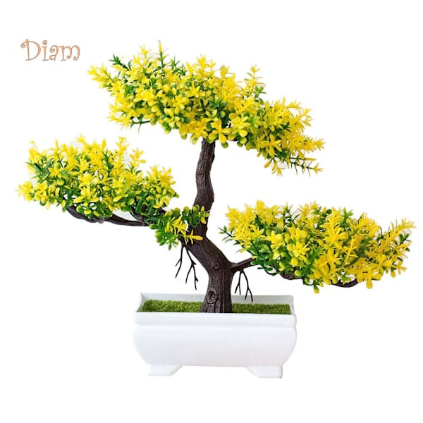 Fetong 1 stk Kunstig Blomst Fyrretræ Plante Foto Prop Bryllup Hjem Bonsai Dekoration? Yellow