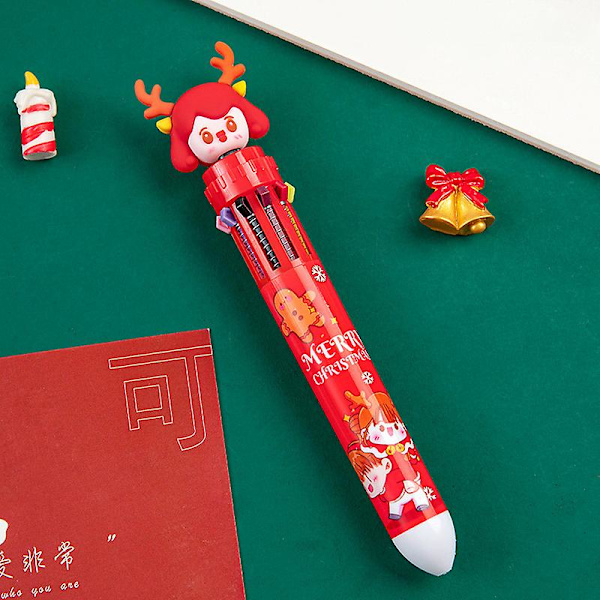 10 färger Julgran Gelpenna Söt Kawaii Kulspetspenna Flerfärgad Penna style 2