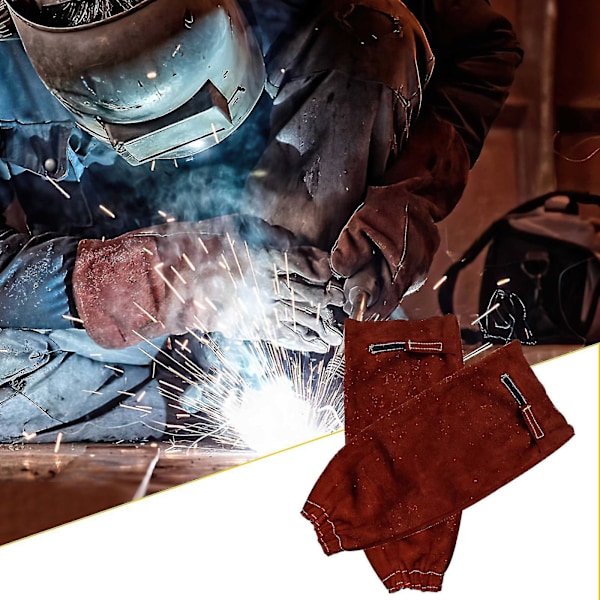 Läder Svetsarmbands, Läder Svetsarmbands, Värmebeständig Och Flamskyddad Arm Skydd, Svetsare Skydd, Brun
