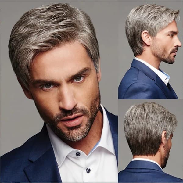 Herre parykker, alsidige stylingmuligheder Model 7
