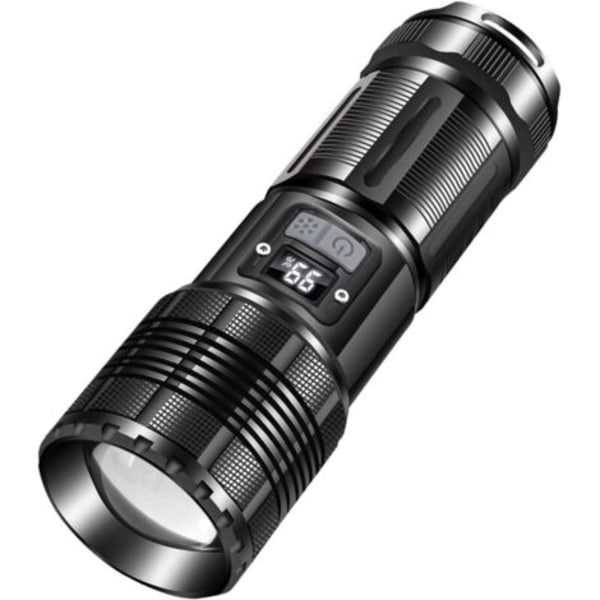Ultra Kraftfull LED Ficklampa, Inbyggt 6000 mAh Batteri med LED Digital Strömindikator, Lämplig för Camping, Nödsituationer.pa