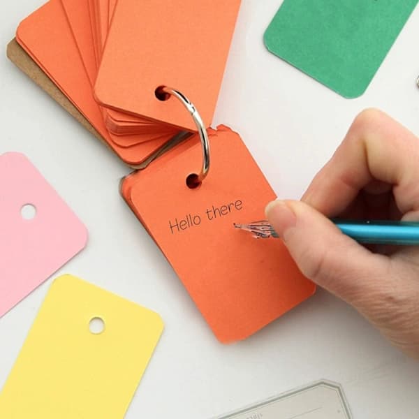 2 små notesbøger med genanvendelige ordforrådsflashcards