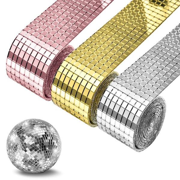 Självhäftande mosaik väggdekorstickers i spegelglas, 9-pack Silver Silver