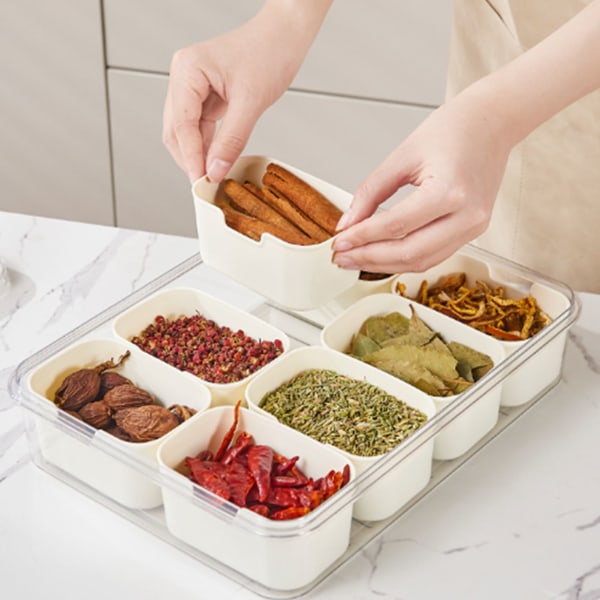 Plastopbevaringsboks Multi Grids Køleskab Food Divider Box til Dumpling Grøntsagsfrugt Krydderi Stor 8 Grids