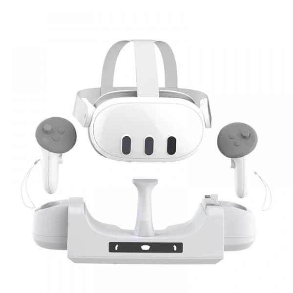 Kompatibel ladestation til Meta Quest 3 VR, Headset Display Holder og Controller Mount Station, Ladestation Stand Base