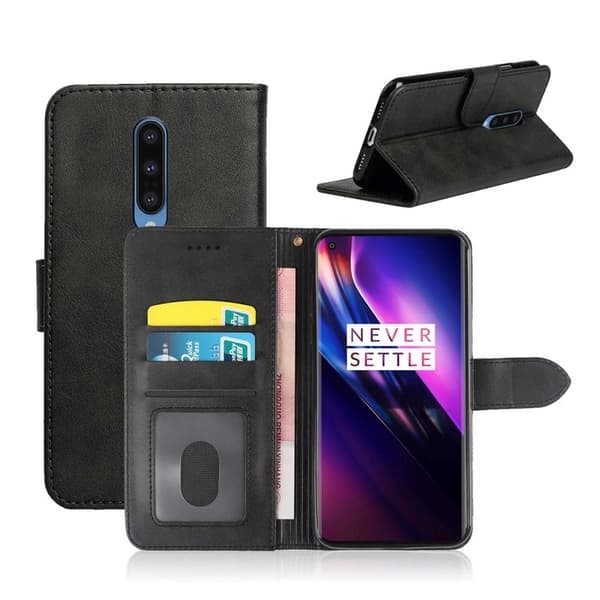 OnePlus 8 Plånboksfodral Läder Fodral Svart—pa
