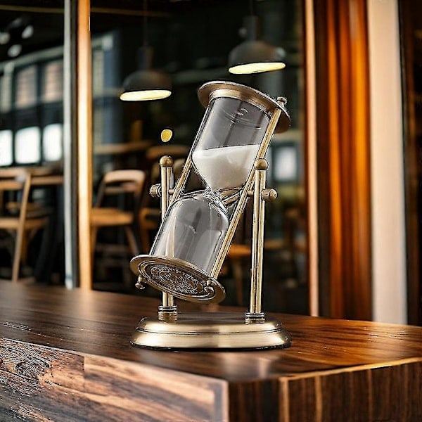 Paris_Vintage 15 Minutters Sandur, 360 Graders Roterende Timeglas, Messing 15 Min Glas