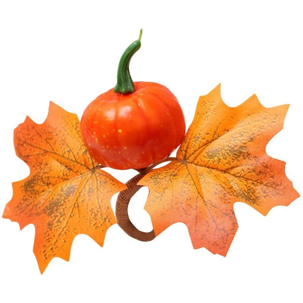 Høst Serviettring Håndlaget Pumpe Lønn Blad Serviett Spenne Holder for Halloween Thanksgiving Bryllup Gård Borddekking Pumper