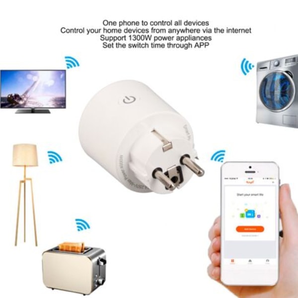 MOES Smart WIFI Stik Rund Moderne ABS APP Fjernbetjening Trådløs Stik 4000W--.pa