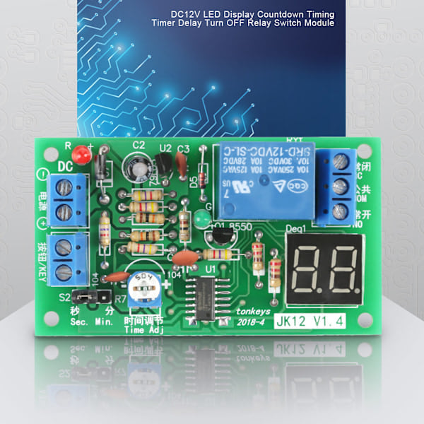 DC12V LED Display Nedtellingstimer Forsinkelsesavstengningsrelé Koblingsmodul