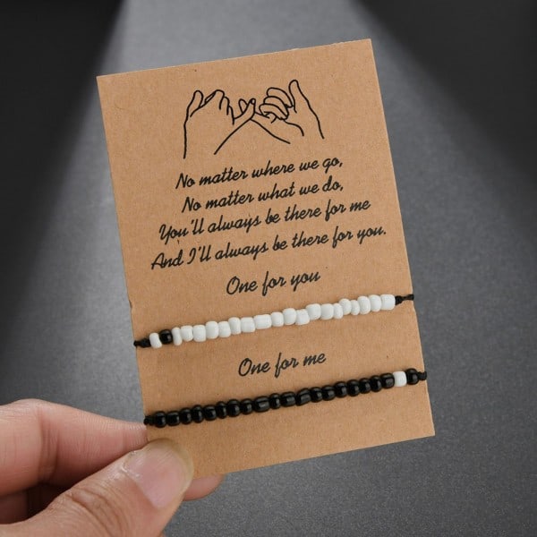 2x Pinky Promise -ranneket helmiä ketju rannekoru pareille parhaille ystäville sopivat etäsuhteet tyttöjen korut lahja
