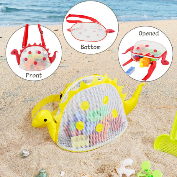 Dinosaur Mesh-strandtaske til børn Shell-samlerkasser Bærbar strandtaske til drenge og piger