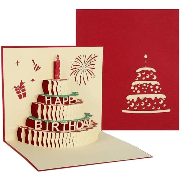 Birthday Pop Up Card, 3D Pop Up Cake Postcard