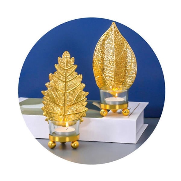 Pothos Blad Druvblad Glas Ljusstakar Ljuskopp Dekorativ Järn Ljusplatta Ljusstake fo.pa