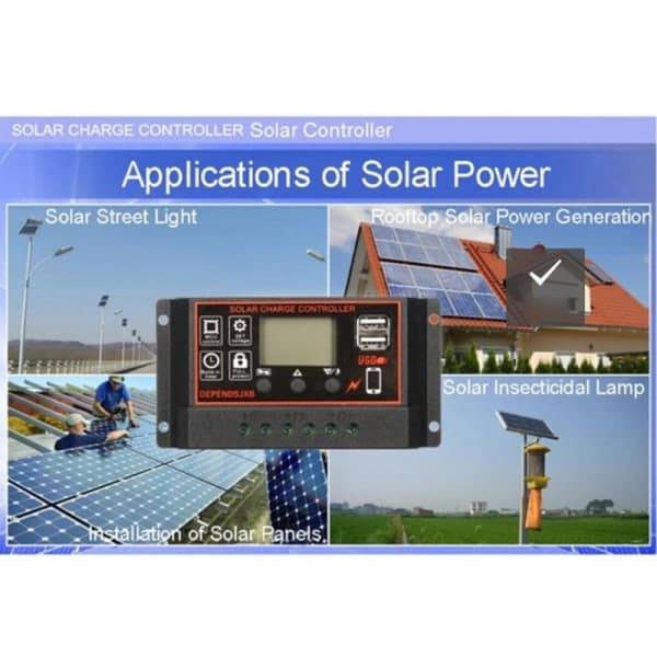 Paris_MPPT 12V/24V Solcelleladeregulator USB Solpanel Regulator 20A