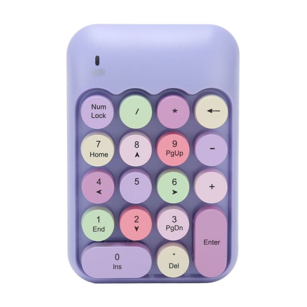 2,4 GHz trådløst numerisk tastatur 18 taster retrofarve runde tastaturer Mini numerisk tastatur med USB-modtager til bærbar Lilla farve