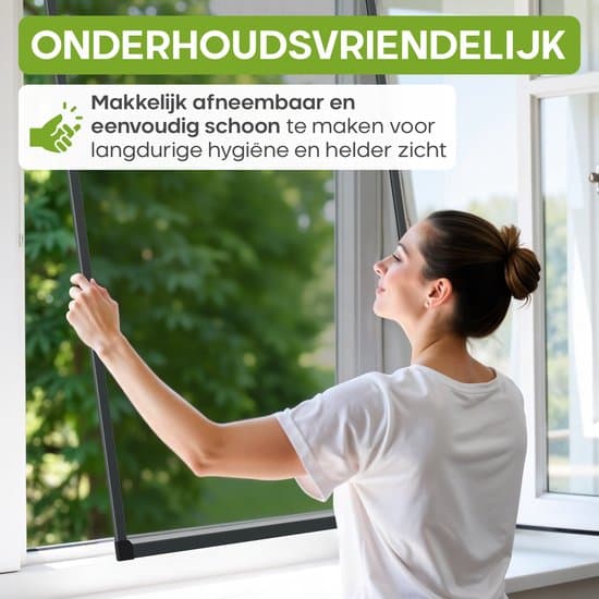 Vinduesfluenet 130x150 cm, Justerbart Insektnet med Glasfibernet, Borefri Nem Montering, Sort