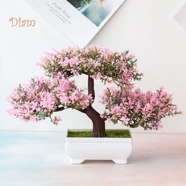 Fetong 1 stk Kunstig Blomst Fyrretræ Plante Foto Prop Bryllup Hjem Bonsai Dekoration? White