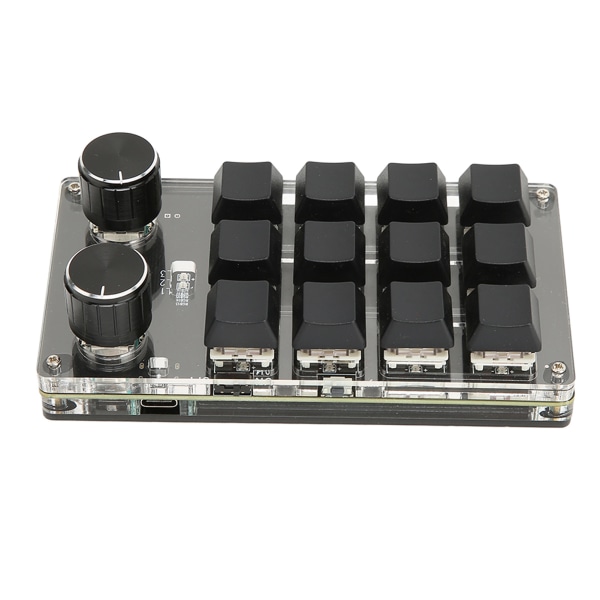 Støtte for mekanisk tastatur med 12 taster Kablet USB Trådløs Bluetooth DIY Programmerbart Rød Switch Makro Keyboard med 2 knotter for spill