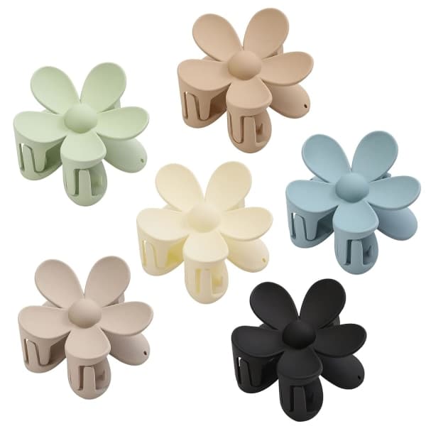 Hårklyper, 6 stk. matte blomsterhårklyper, 6 farger_paris