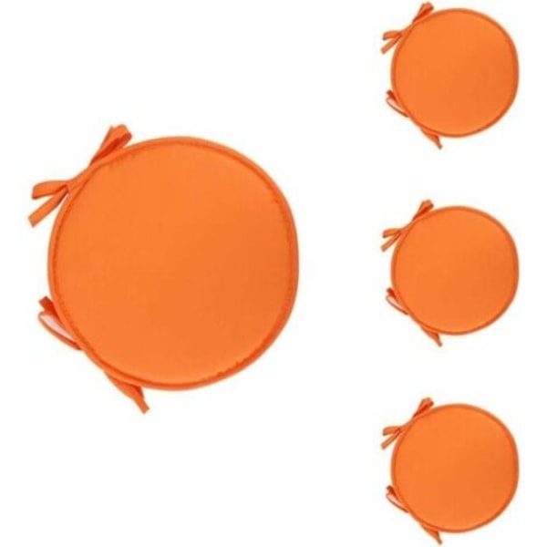 Sæt med 4 Runde Hynder til Stol Runde Hynder til Bord og Spisestuestol med Snøre 38cm orange--.pa