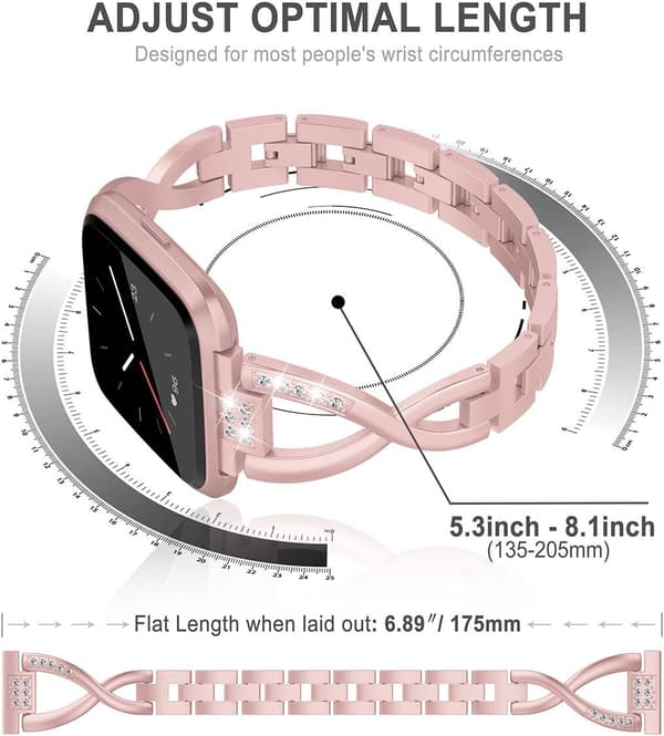 Bling-armbånd kompatibelt med Fitbit Versa/Versa 2-rem for Wo.pa
