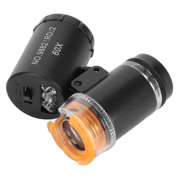 Mini 60X LED-mikroskop med UV-valutadetektor Justerbar lysvinkellomme mikroskopforstørrelsesglass for smykker Antikviteter Svart