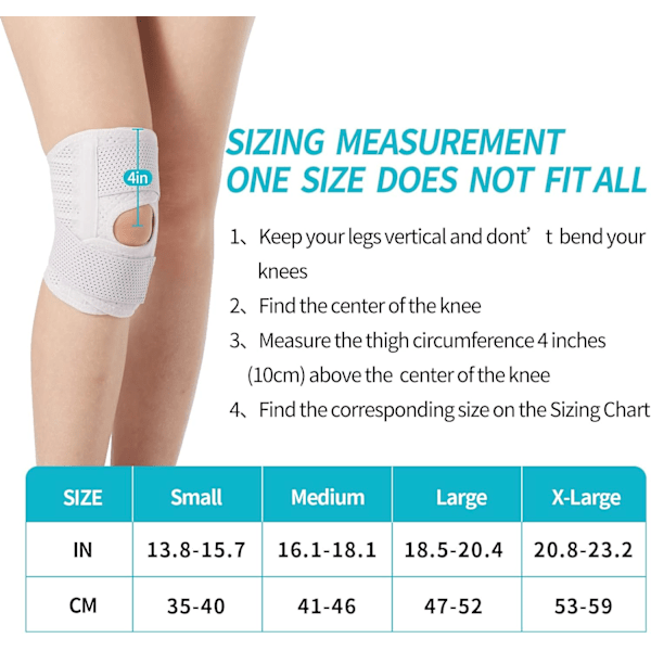 Galvaran Knästöd med sidostabilisatorer lindrar meniskriv Knäsmärta ACL MCL Artrit Ledsmärta Andningsbar Justerbar Knästöd Su White-Right-M