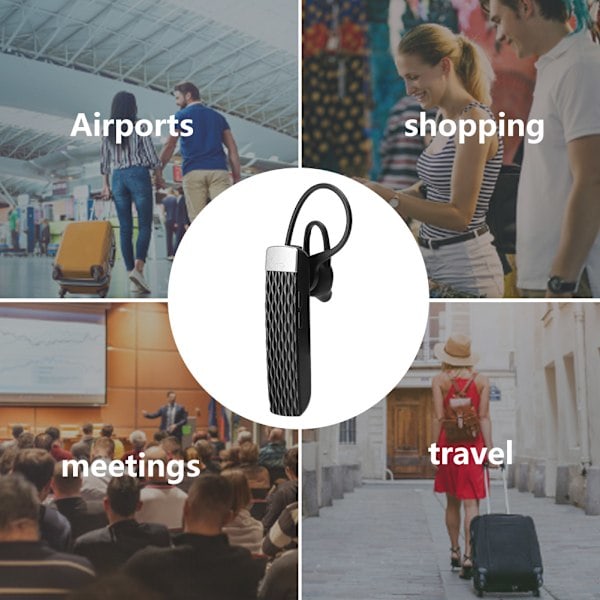T2 Smart Bluetooth Oversættelseshøretelefoner Trådløse Realtids 33 Sprog Oversætter Headset Sort