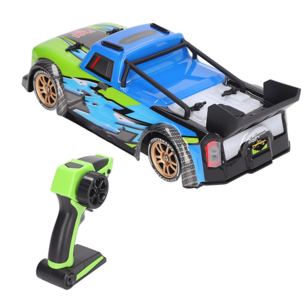 Fjärrkontroll Driftbil med LED-ljus 1/16 Skala RC Sportracerbil med avgaseffekt för vuxna Barn Blå