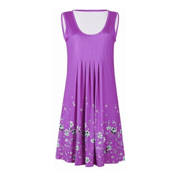 Vintage print dam ermløs klänning Violet L