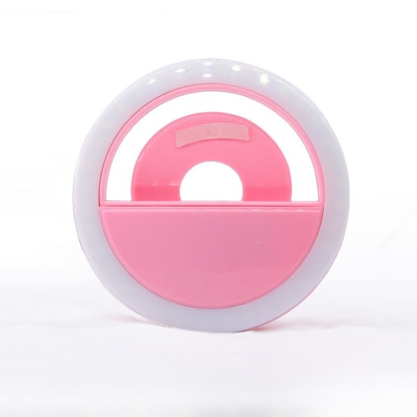 Led selvudløser ring lampe ring linje felt fyldning belysning mobiltelefon kamera lampe timer opladning USB, rosa