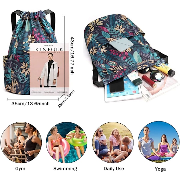 Vattentät dragsko gymväska, simväska för barn, stor resväska, strand- och skolväska, sport ryggsäckar för shopping och yoga