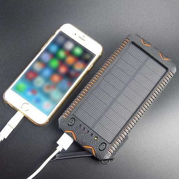 Solcelle PowerBank / Oplader - 10.000 mAh Solcelleoplader Sort