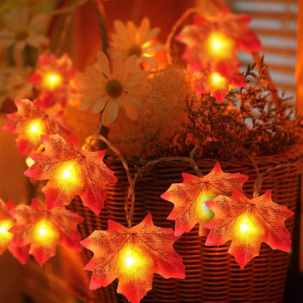 Lönnlöv ljusslingor - används för Thanksgiving Halloween dekorationer