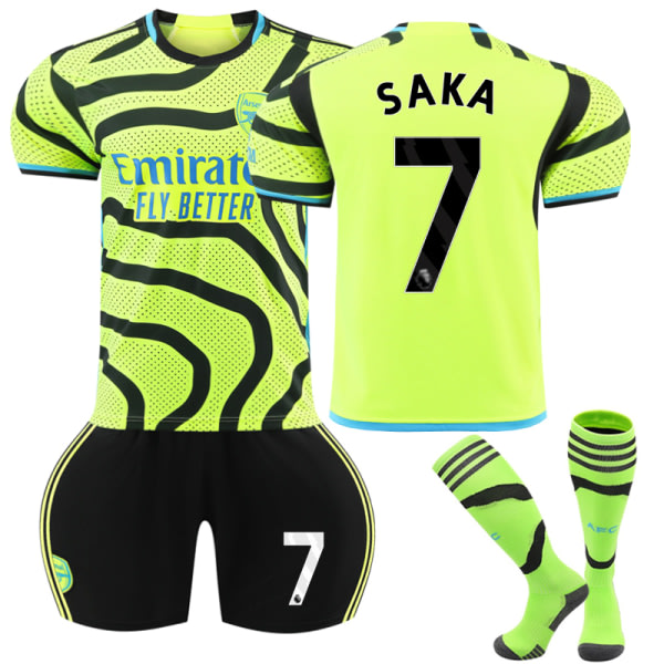 2023-2024 Arsenal Away Kids Football Kit med nr. 7 strumpor Saka vuxen XXL adult XXL