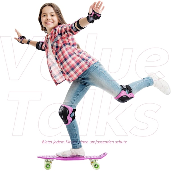 Barnknäskydd Set 6-delad Skateboard Pad Justerbar Rullbräda Handledsskydd Cover, Pojke och Flicka Skyddsutrustning Kit