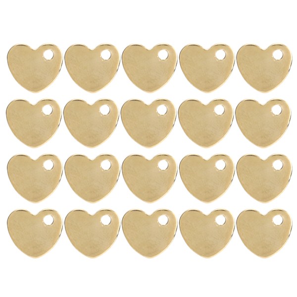 20 kpl DIY sydämenmuotoinen riipus ruostumattomasta teräksestä ja reikäkorujen valmistustarvike (kulta 9 x 10 mm)