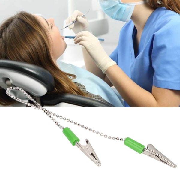 5 stk. Dental Lab Bib Clip servietholder med fleksibel stålkuglekæde Tandlægetilbehør Grøn
