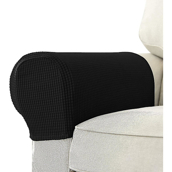 Fåtölj Armöverdrag Stretch Soffa Armskydd Armstödsöverdrag för Stolar Black
